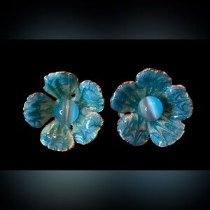 Vintage Turquoise Blue Clip On Earrings